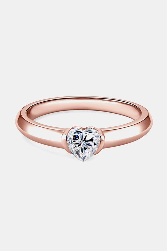 Moissanite 925 Sterling Silver Heart Solitaire Ring Carauana Store