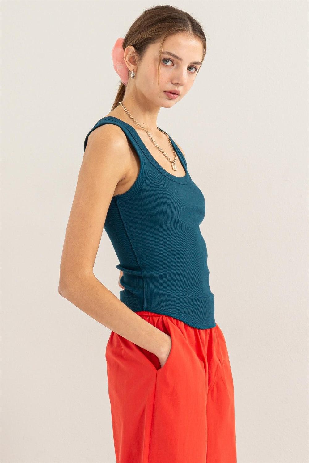 HYFVE Ribbed Scoop Neck Racerback Tank Carauana Store