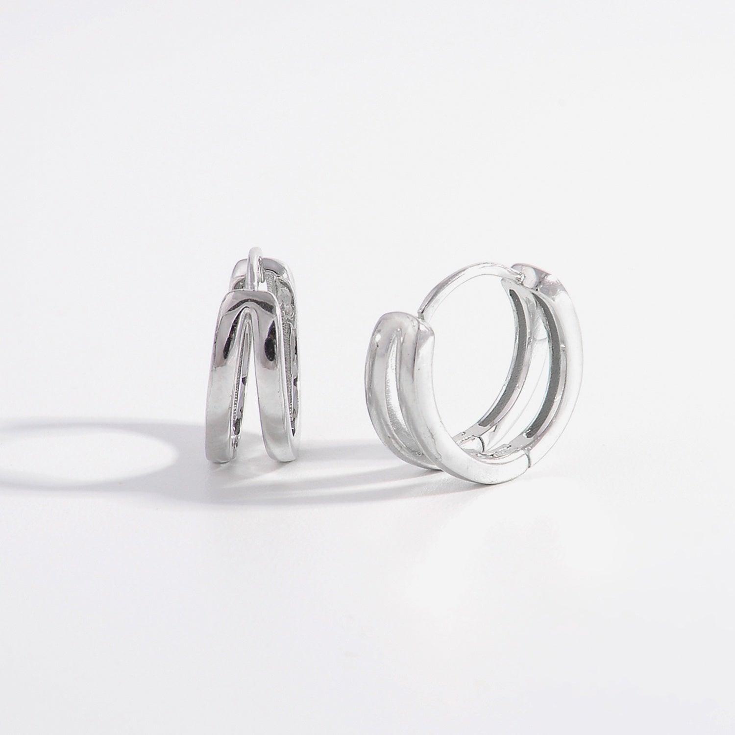 925 Sterling Silver Inlaid Zircon Huggie Earrings Carauana Store