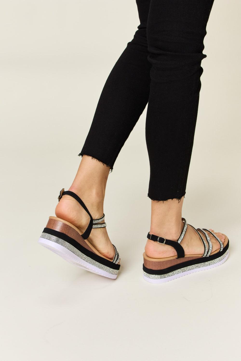 Forever Link Rhinestone Strappy Wedge Sandals Carauana Store