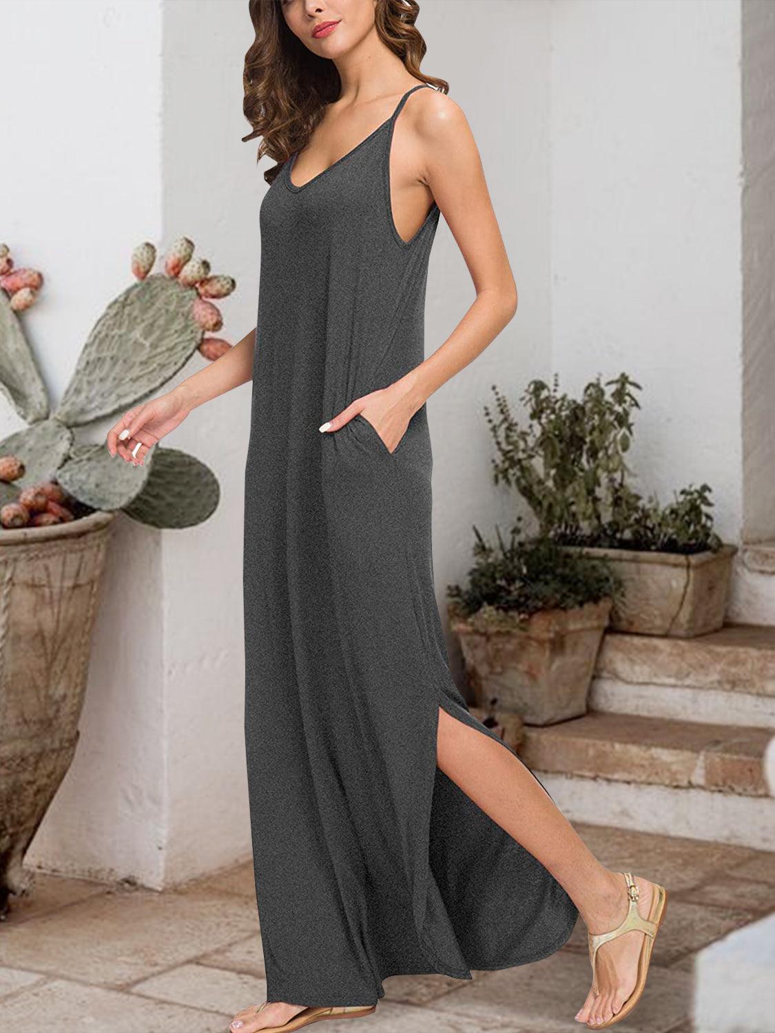 Slit Scoop Neck Sleeveless Dress Carauana Store