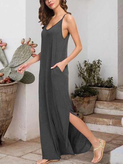 Slit Scoop Neck Sleeveless Dress Carauana Store