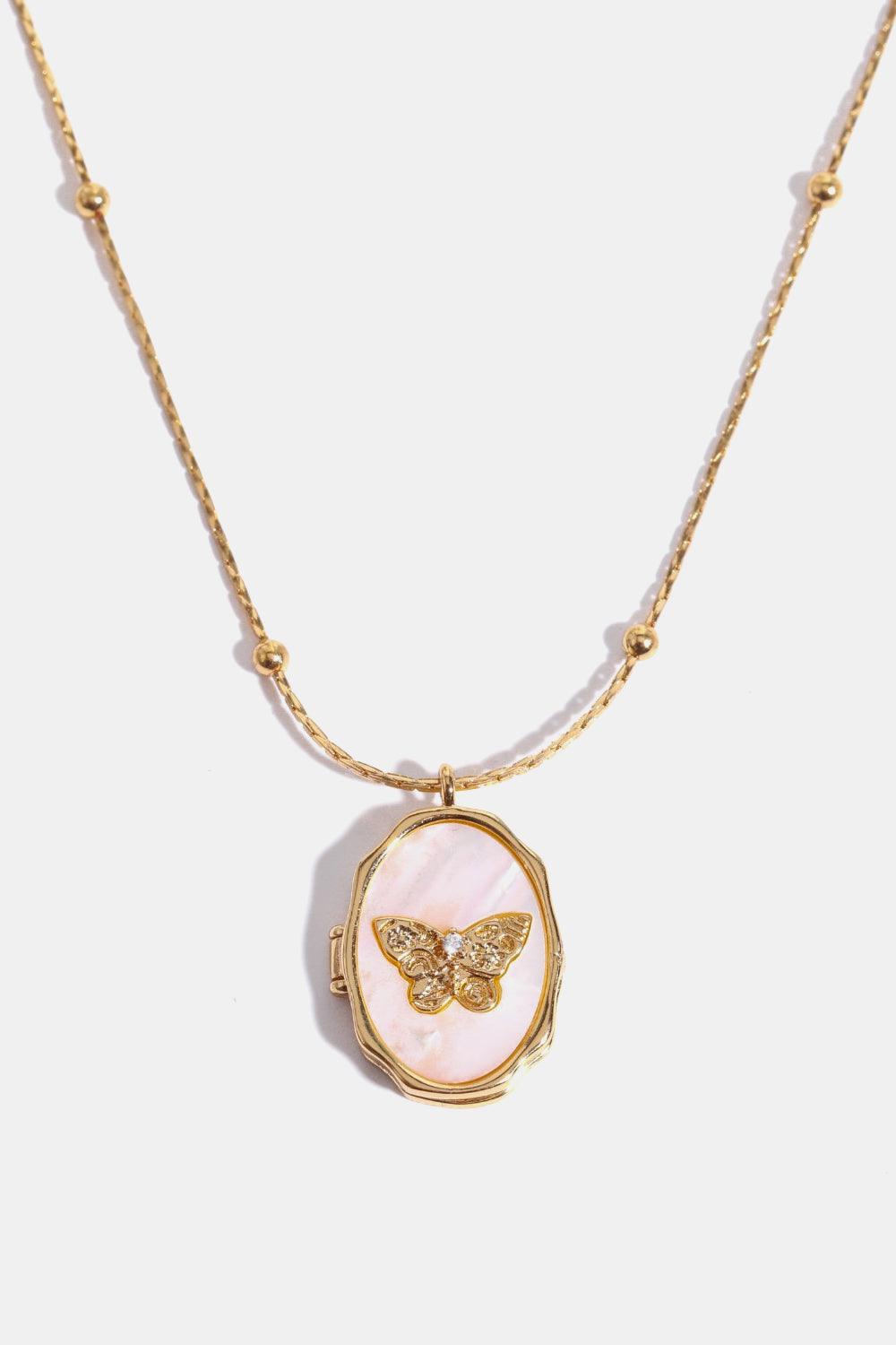Butterfly Shell Pendant Copper Necklace Carauana Store