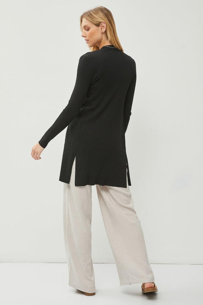 Be Cool Ribbed Open Front Long Sleeve Cardigan Carauana Store