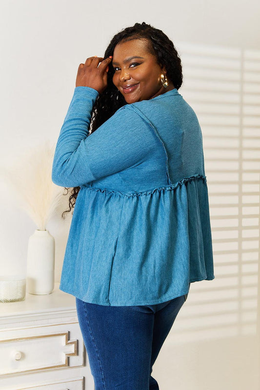 Jade By Jane Full Size Frill Trim Babydoll Blouse Carauana Store