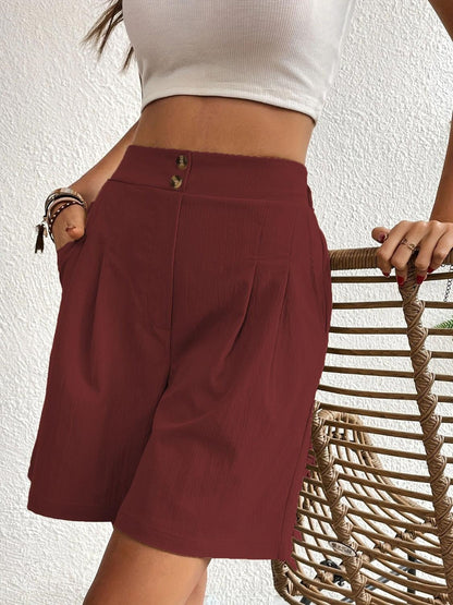 High Waist Shorts with Pockets CaRaUaNa Fashion