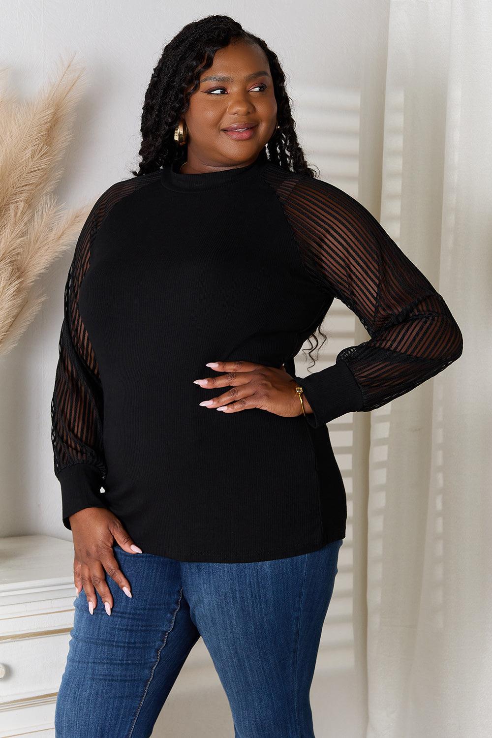 Double Take Round Neck Raglan Sleeve Blouse Carauana Store
