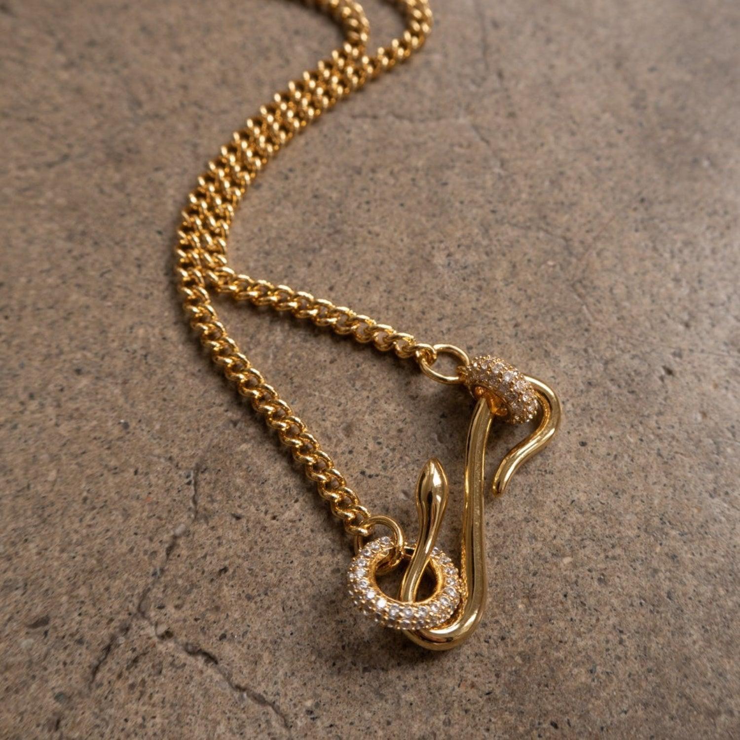 18K Gold-Plated Copper Inlaid Zircon Necklace Carauana Store