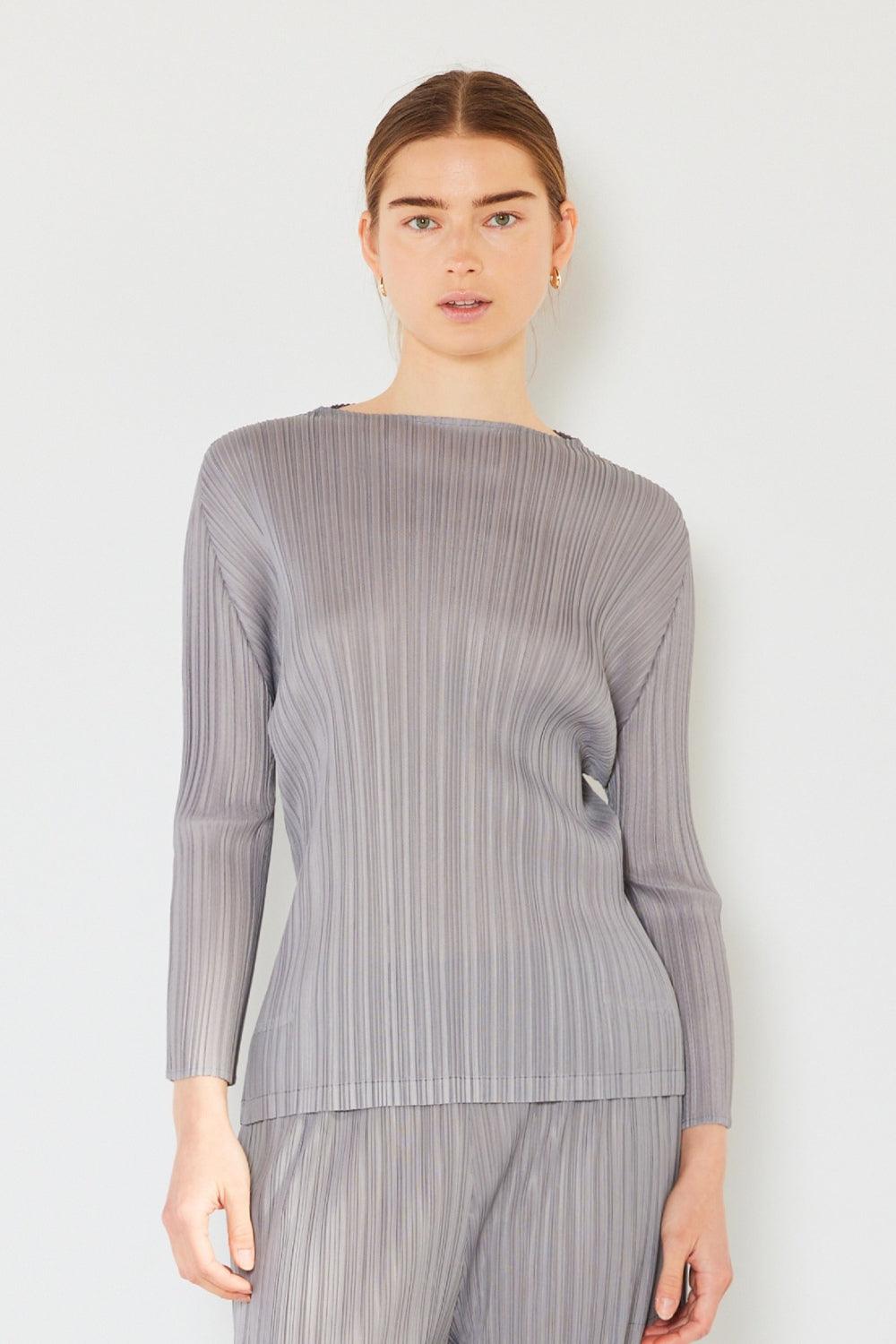 Marina West Swim Pleated Long Sleeve Boatneck Top Carauana Store