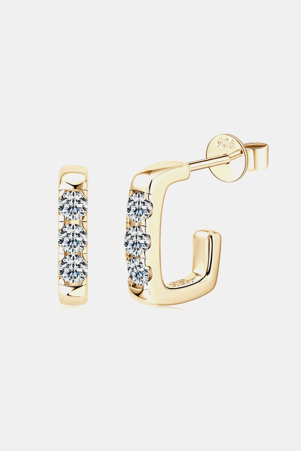 Moissanite 925 Sterling Silver Geometrical Huggie Earrings Carauana Store