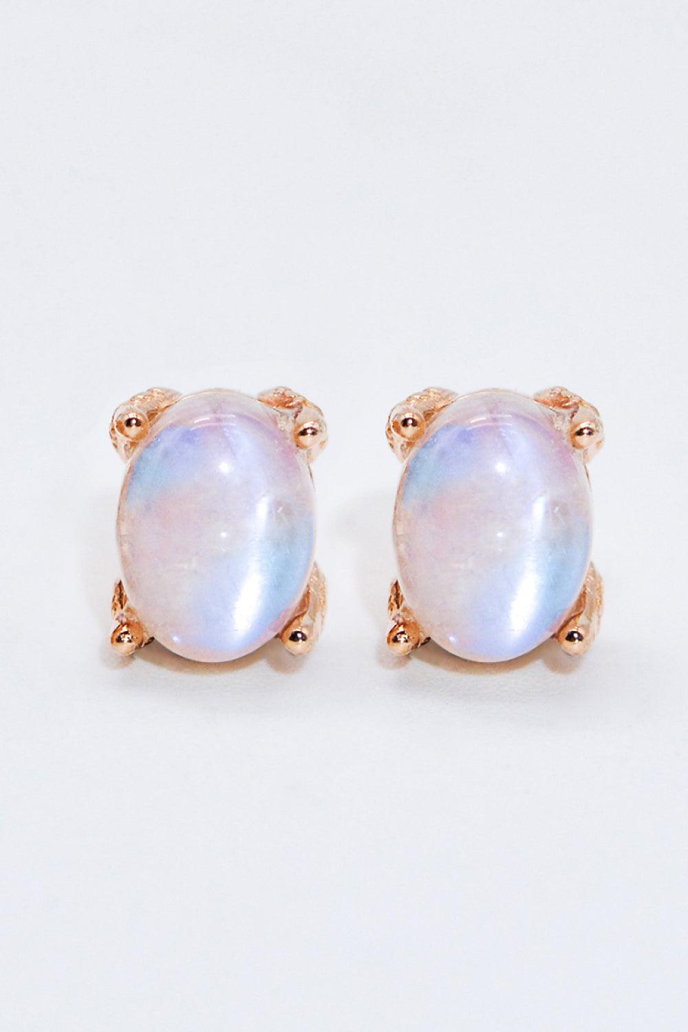 Natural Moonstone 4-Prong Stud Earrings Carauana Store