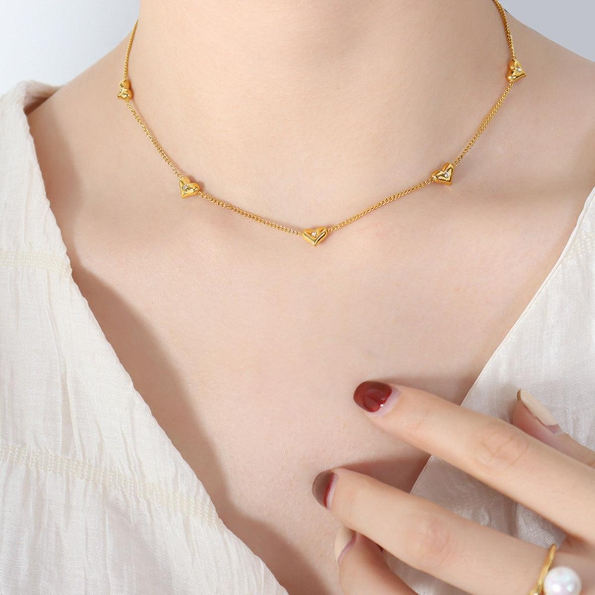 Titanium Steel Zircon Heart Necklace Carauana Store