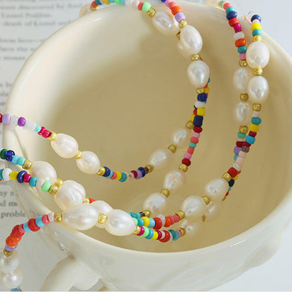 Freshwater Pearl Titanium Steel Bead Necklace Carauana Store