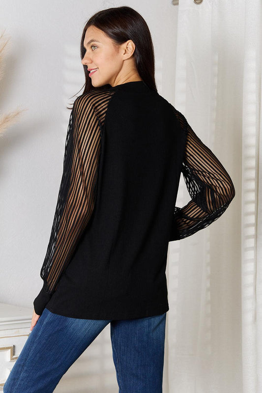 Double Take Round Neck Raglan Sleeve Blouse Carauana Store