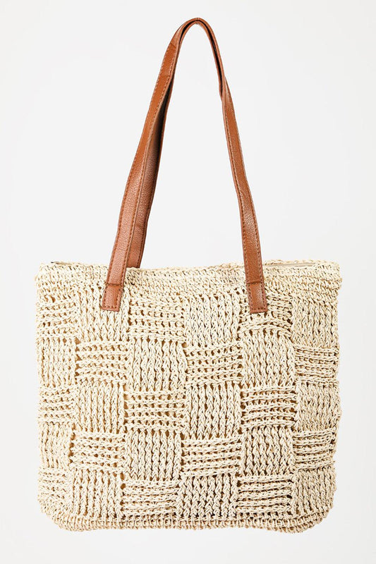 Fame Braided Faux Leather Strap Tote Bag Carauana Store