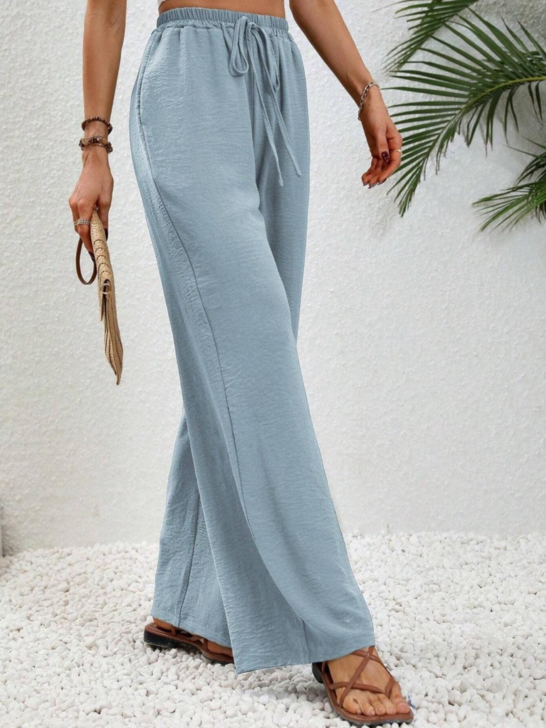 Wide Leg Drawstring Pants Carauana Store