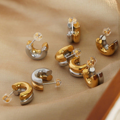 18K Gold-Plated C-Hoop Earrings Carauana Store