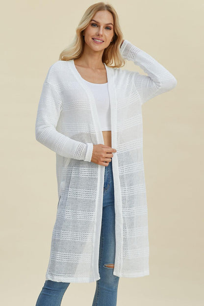 Double Take Full Size Open Front Longline Cardigan Carauana Store