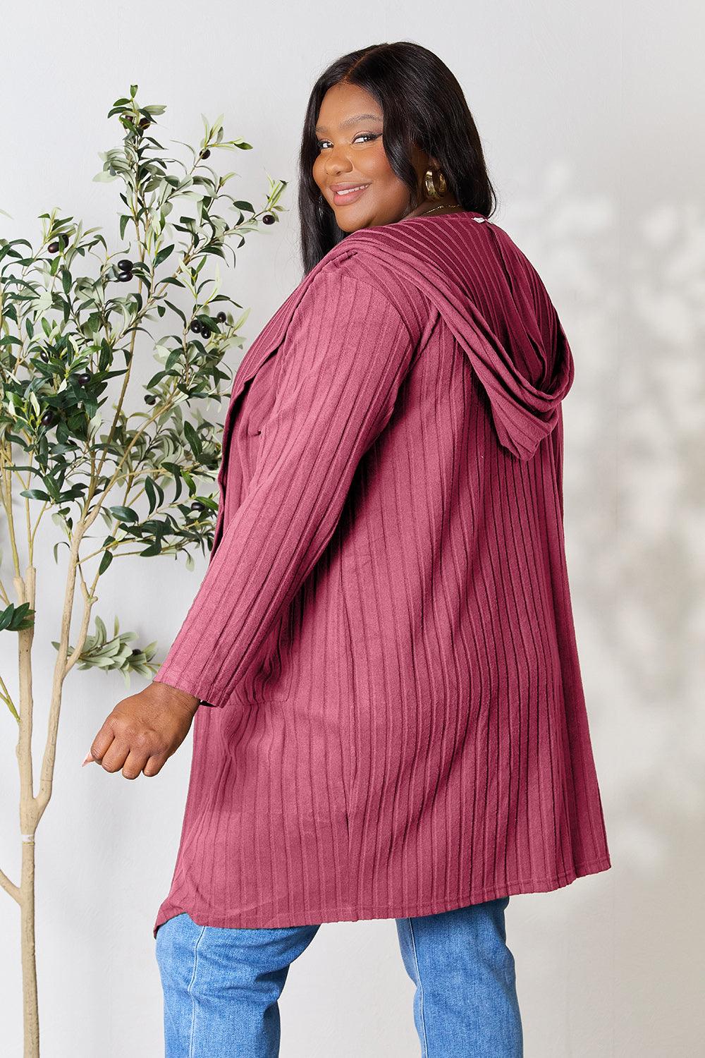 Basic Bae Full Size Hooded Sweater Cardigan Carauana Store
