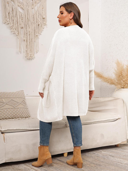 Plus Size Open Front Cardigan With Pockets Carauana Store