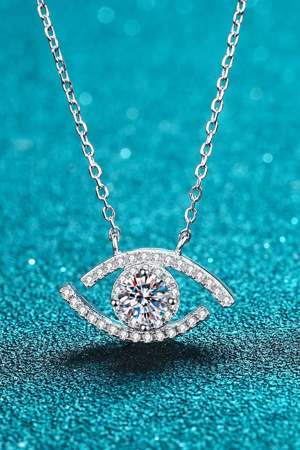 Moissanite Evil Eye Pendant 925 Sterling Silver Necklace Carauana Store