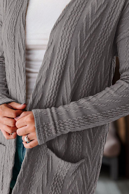 Textured Open Front Cover Up with Pockets Carauana Store