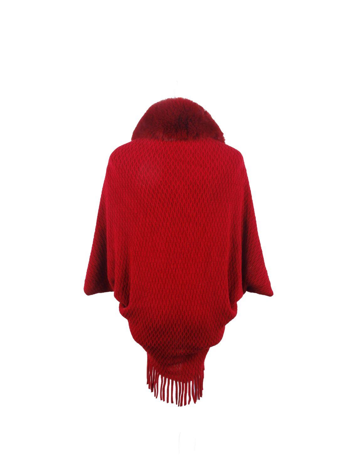 Open Front Fringe Hem Poncho Carauana Store