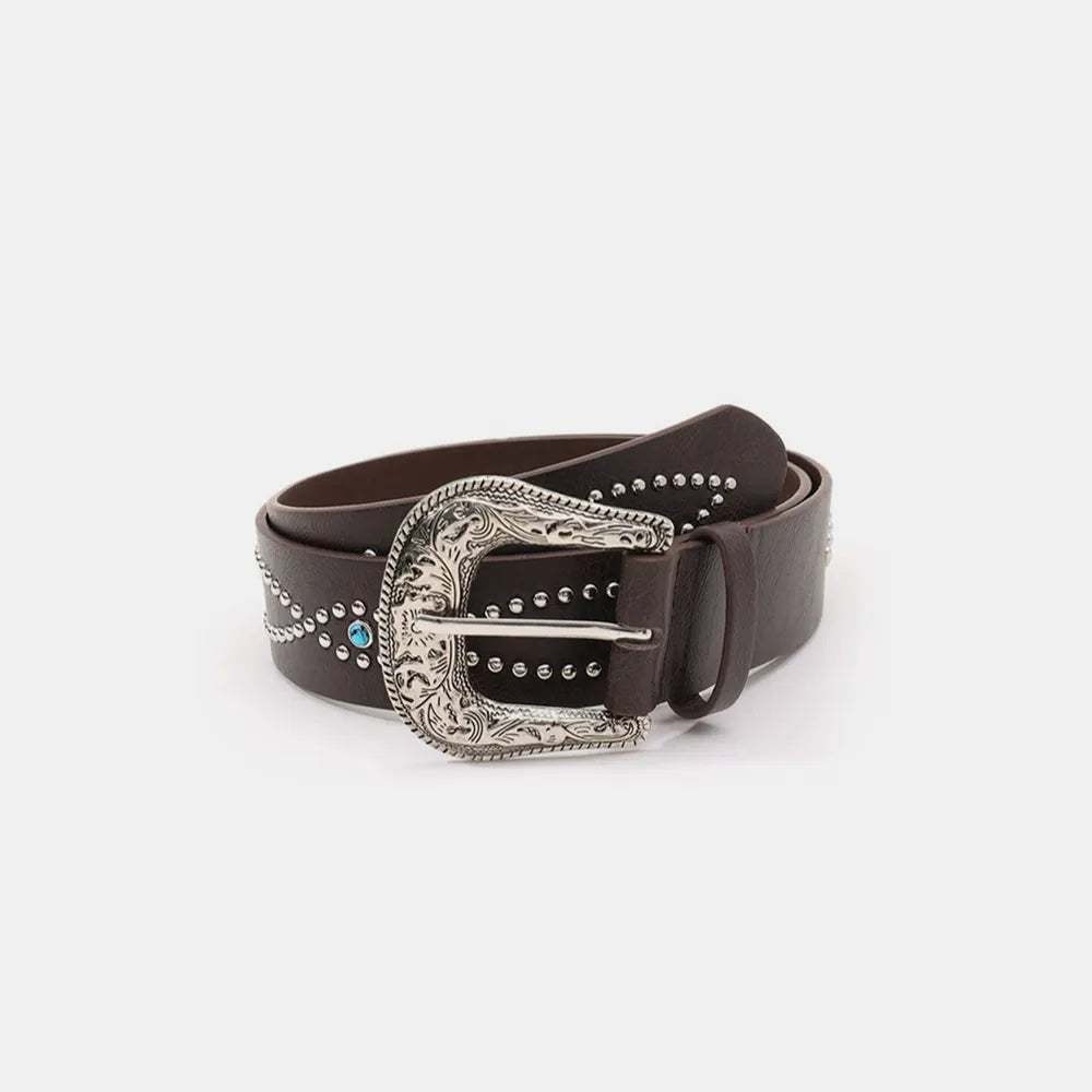 PU Leather Rhinestone Belt CaRaUaNa Fashion