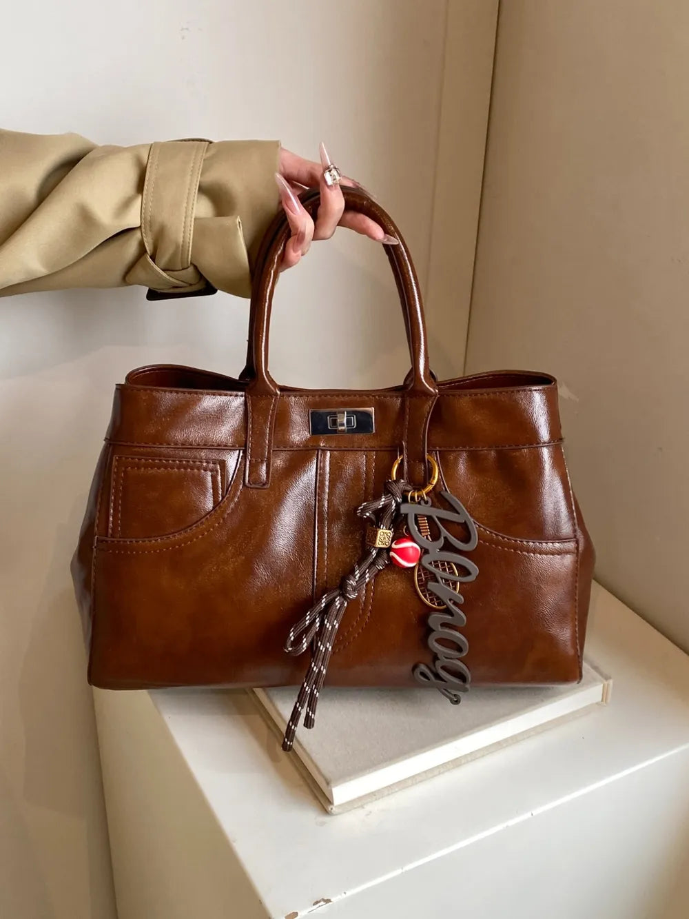 PU Leather Handbag with Pendant Carauana Store