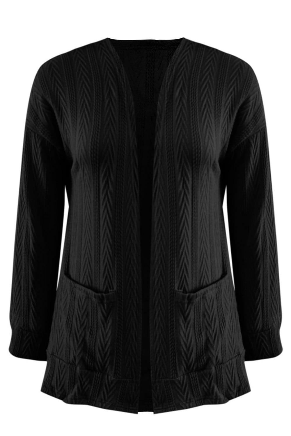 Full Size Textured Open Front Long Sleeve Cardigan Carauana Store