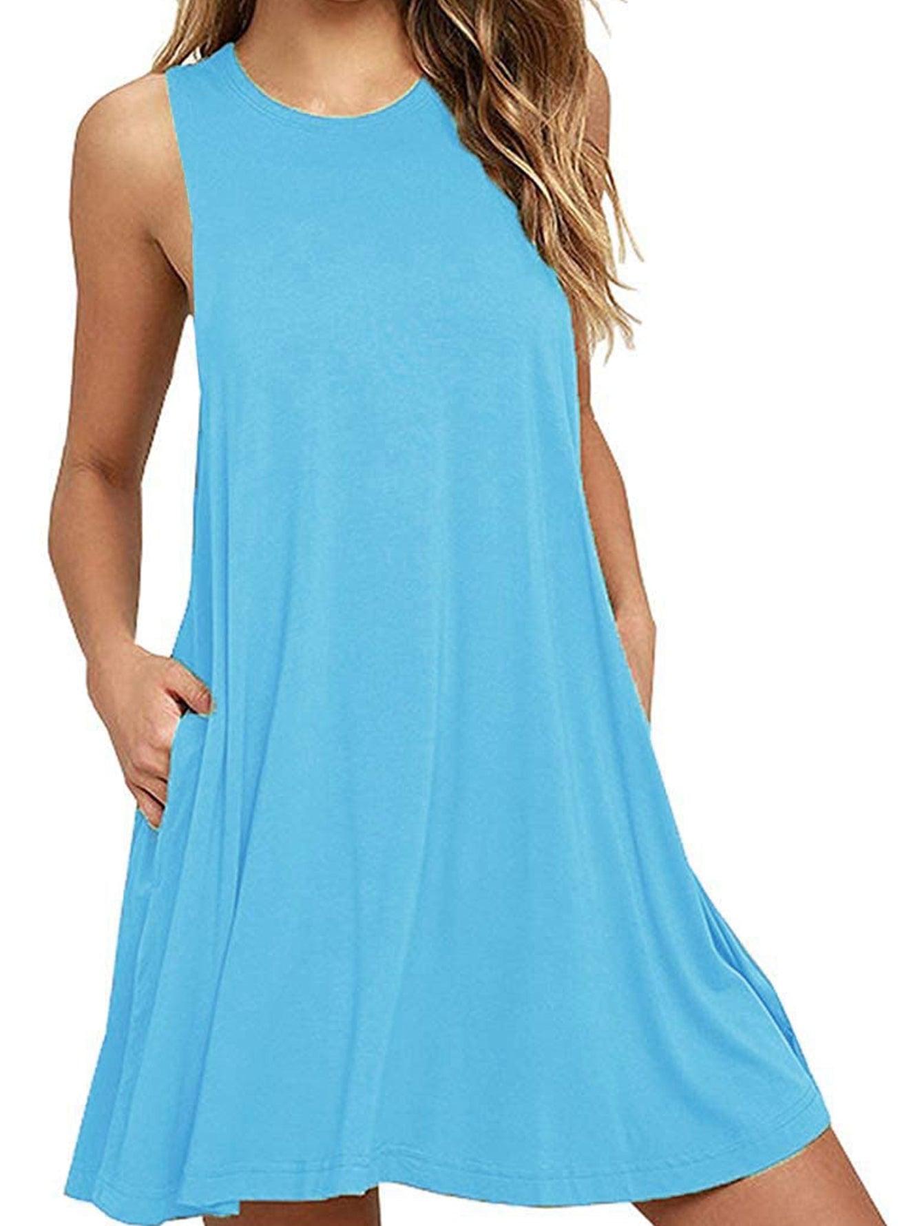 Full Size Round Neck Sleeveless Dress with Pockets Carauana Store