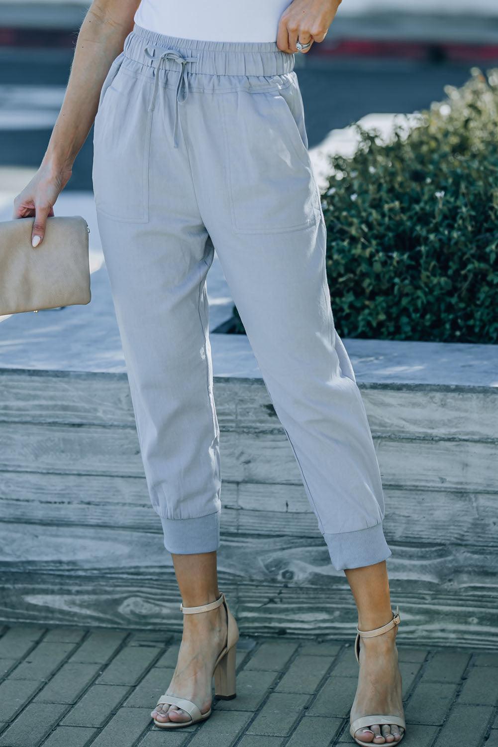 Drawstring Pocketed Cropped Pants Carauana Store