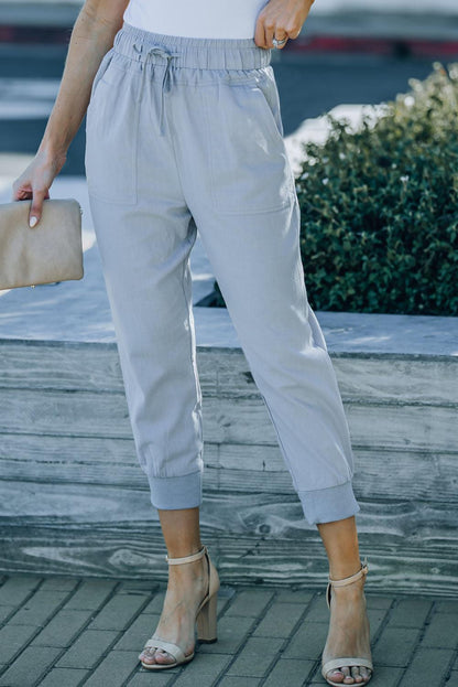 Drawstring Pocketed Cropped Pants Carauana Store