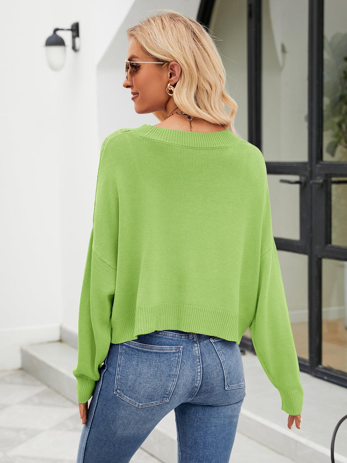 Eyelet Button Front Long Sleeve Cardigan Carauana Store