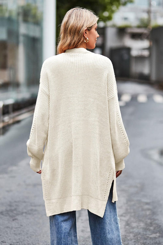 Open Front Dropped Shoulder Longline Cardigan Carauana Store