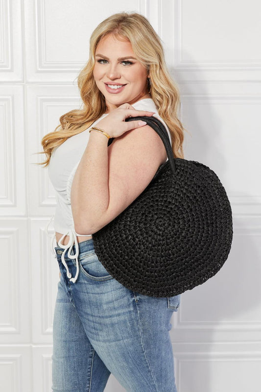 Justin Taylor Beach Date Straw Rattan Handbag in Black Carauana Store