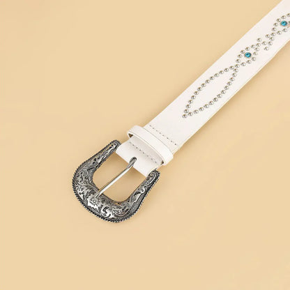 PU Leather Rhinestone Belt CaRaUaNa Fashion