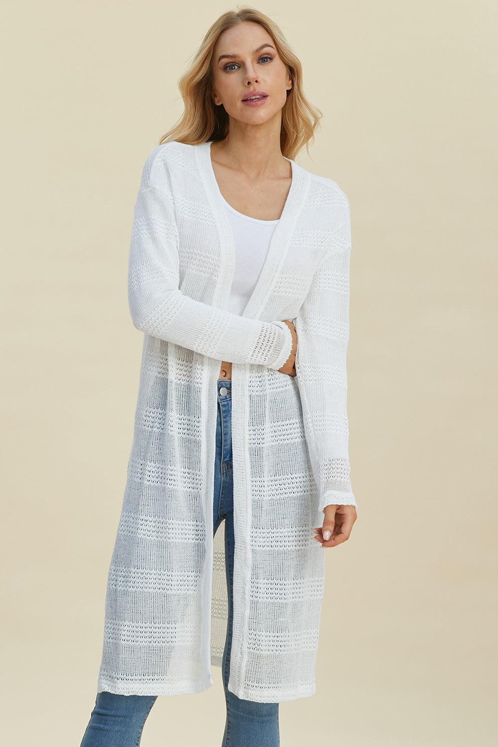 Double Take Full Size Open Front Longline Cardigan Carauana Store