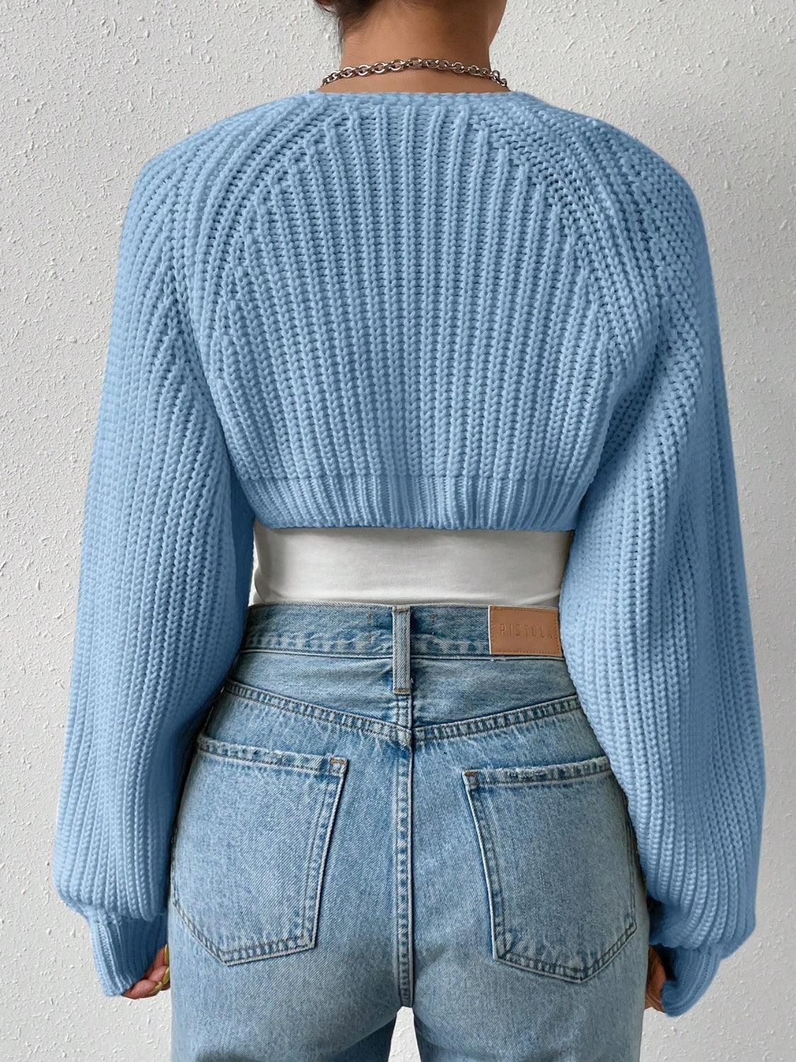 Honey Open Front Long Sleeve Cropped Cardigan Carauana Store