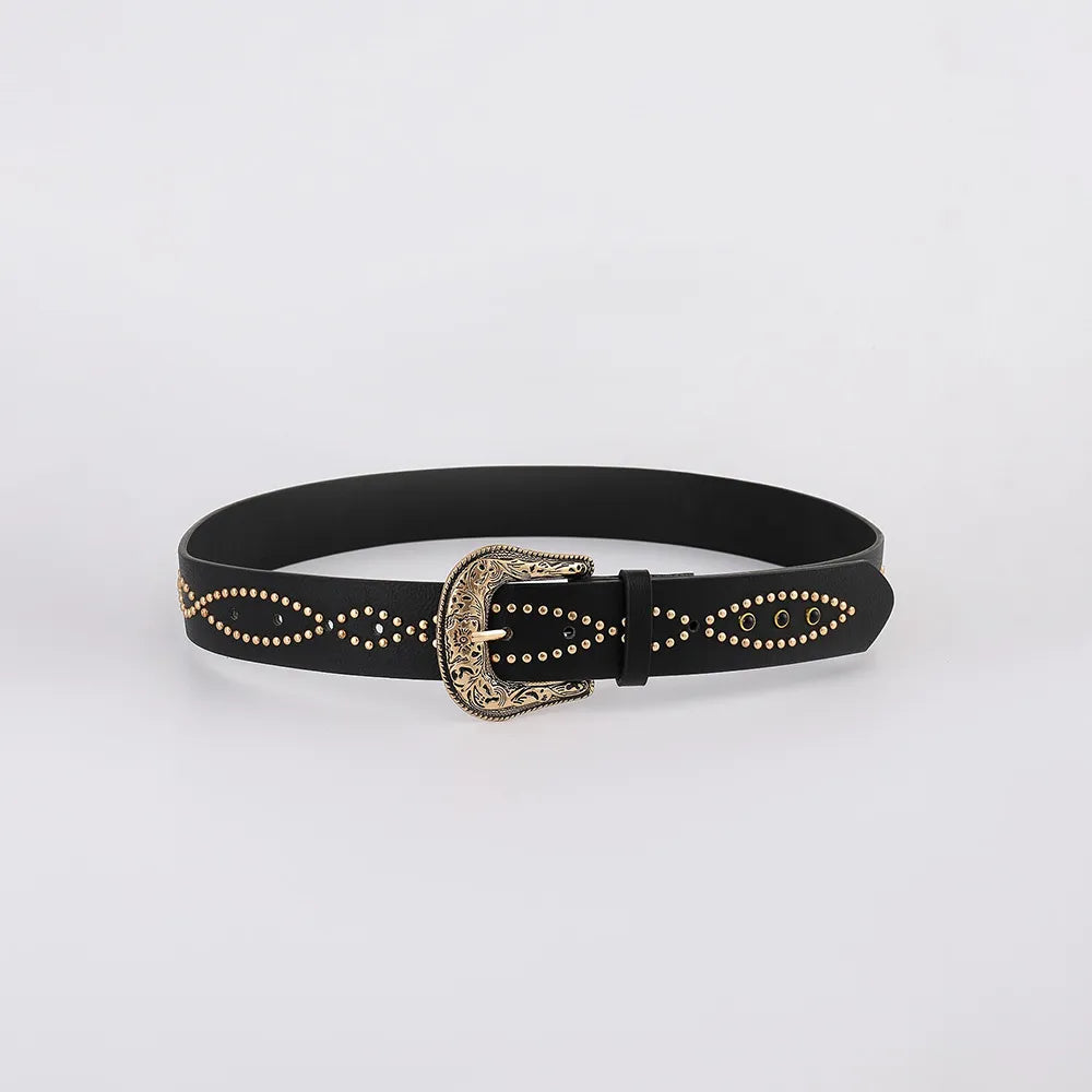 PU Leather Rhinestone Belt CaRaUaNa Fashion