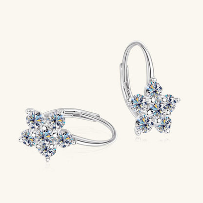 1.2 Carat 925 Sterling Silver Moissanite Flower Huggie Earrings Carauana Store