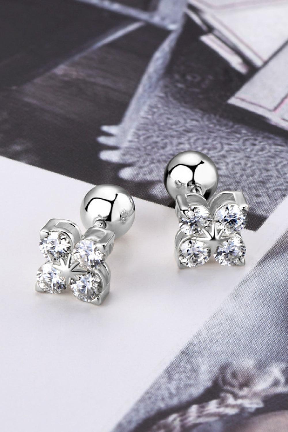 Moissanite 925 Sterling Silver Four-Leaf Clover Shape Earrings Carauana Store