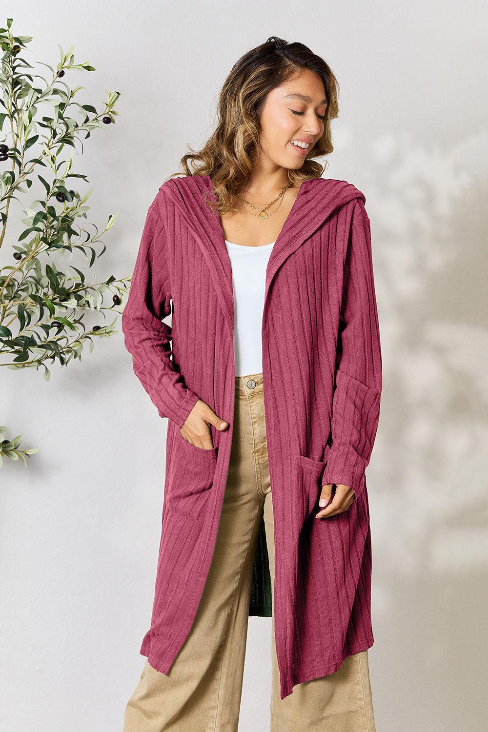 Basic Bae Full Size Hooded Sweater Cardigan Carauana Store