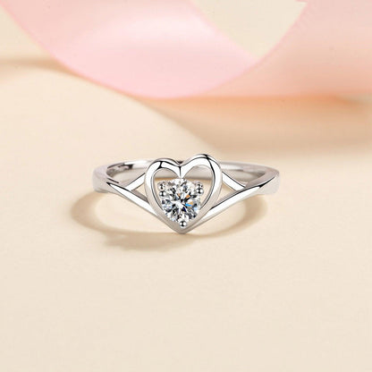Moissanite Heart 925 Sterling Silver Ring Carauana Store