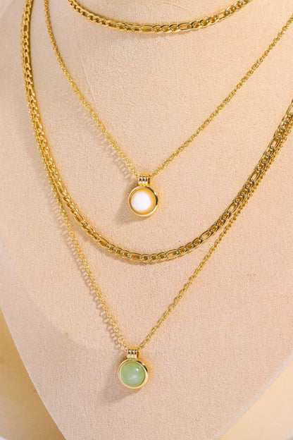 Copper 14K Gold-Plated Round Shape Aventurine Pendant Necklace Carauana Store