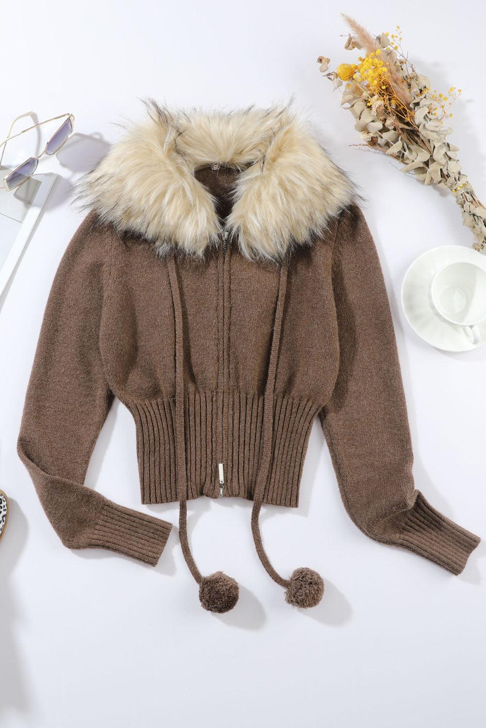 Zip Front Long Sleeve Cardigan Carauana Store