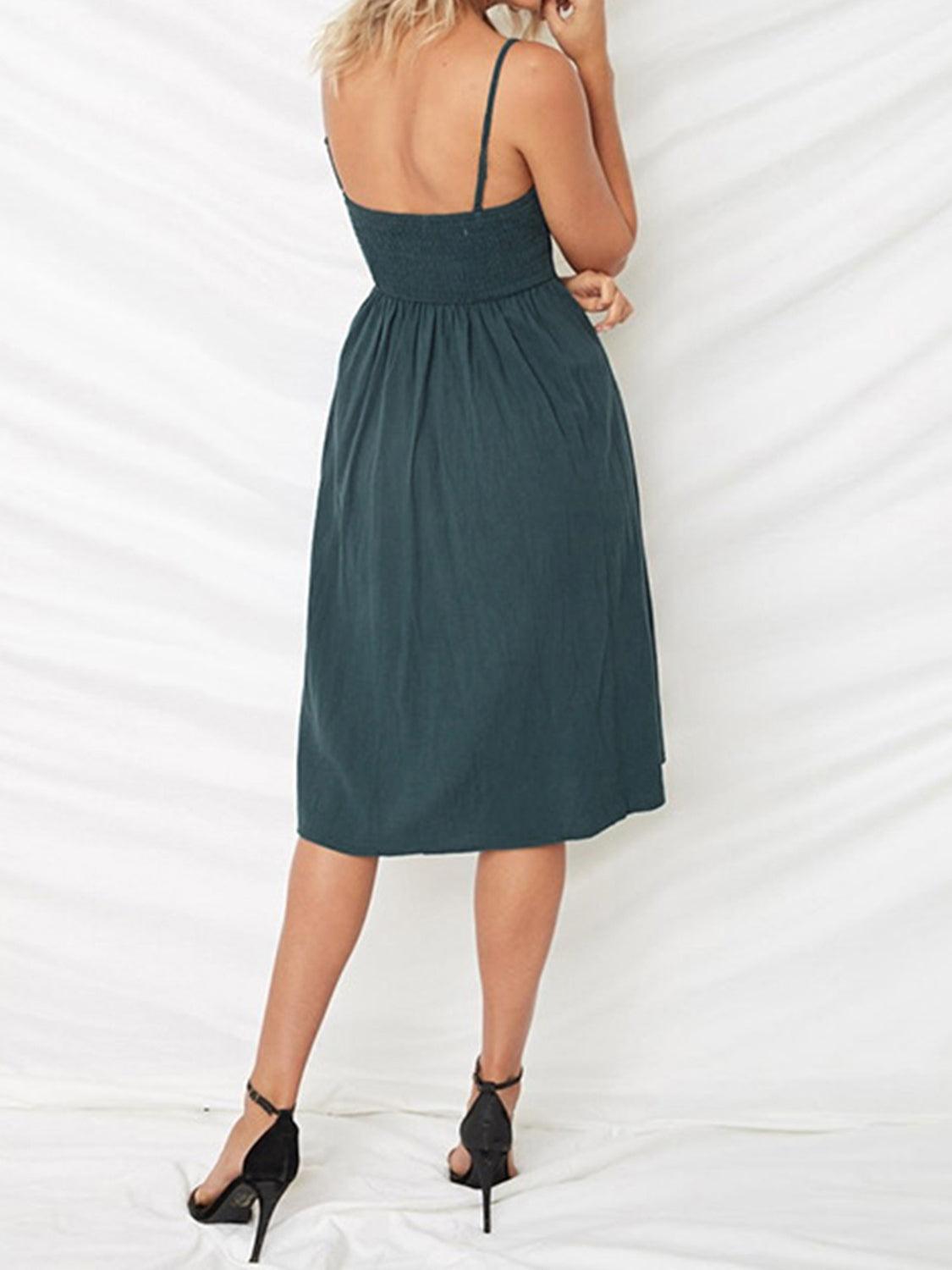 Cutout Smocked Sweetheart Neck Cami Dress Carauana Store