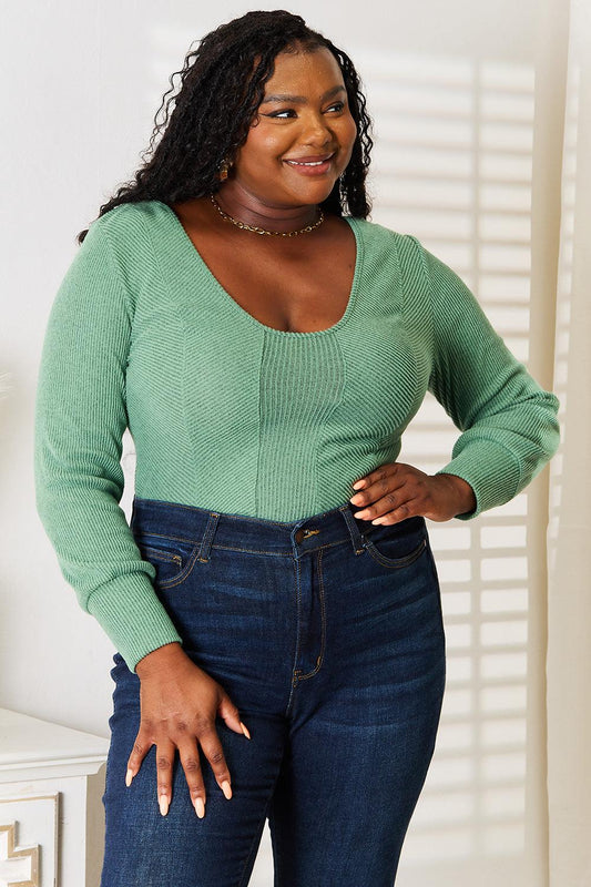 Basic Bae Scoop Neck Long Sleeve Top Carauana Store