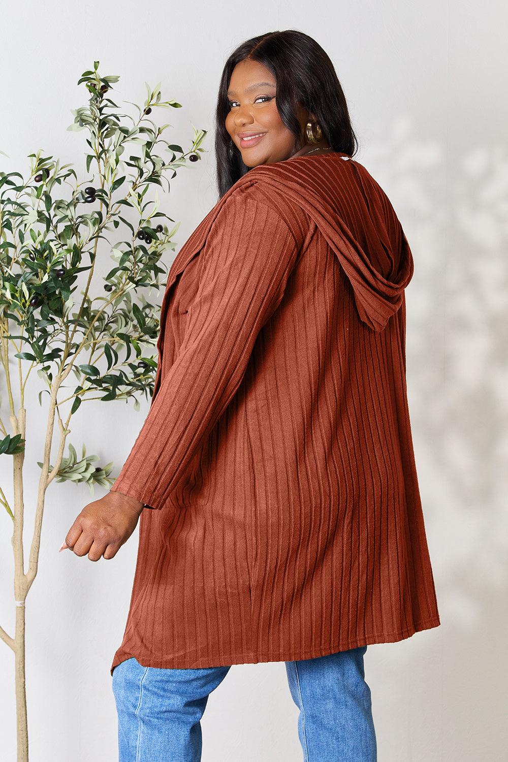 Basic Bae Full Size Hooded Sweater Cardigan Carauana Store