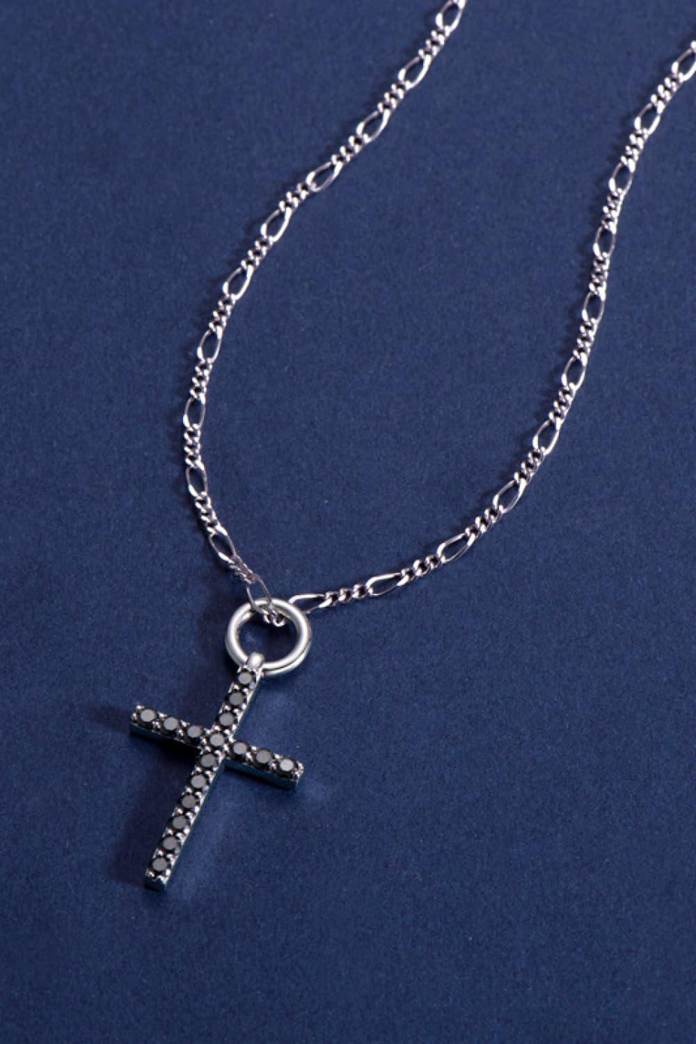 Moissanite Cross Pendant Platinum-Plated Necklace Carauana Store